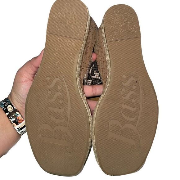 G.H. Bass & Co. Tyra Snakeskin & Camel Tan Leather Cork Wedges - Size 9 - Picture 6 of 7